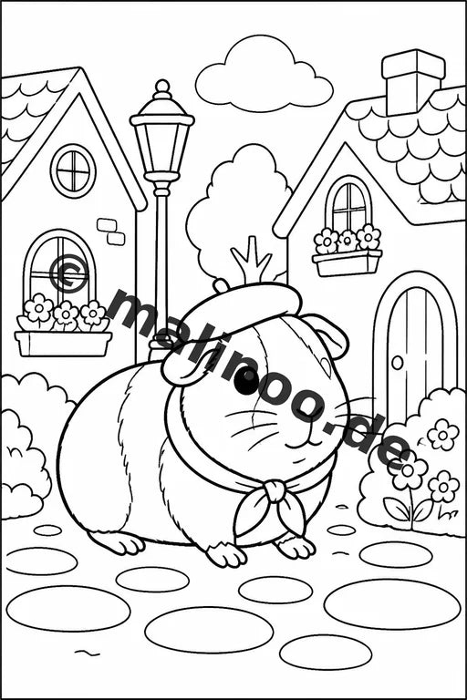 Meerschweinchen Malbuch 20 Ausmalbilder PDF Download digital – Vorschaubild 3
