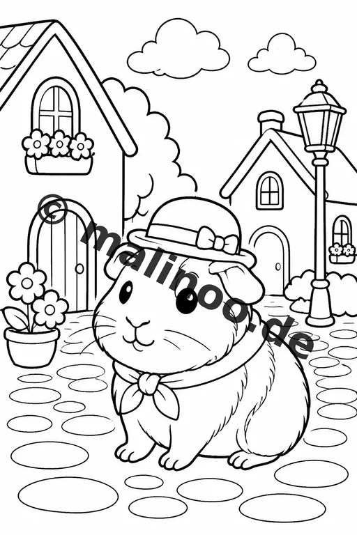 Meerschweinchen Malbuch 20 Ausmalbilder PDF Download digital – Vorschaubild 3
