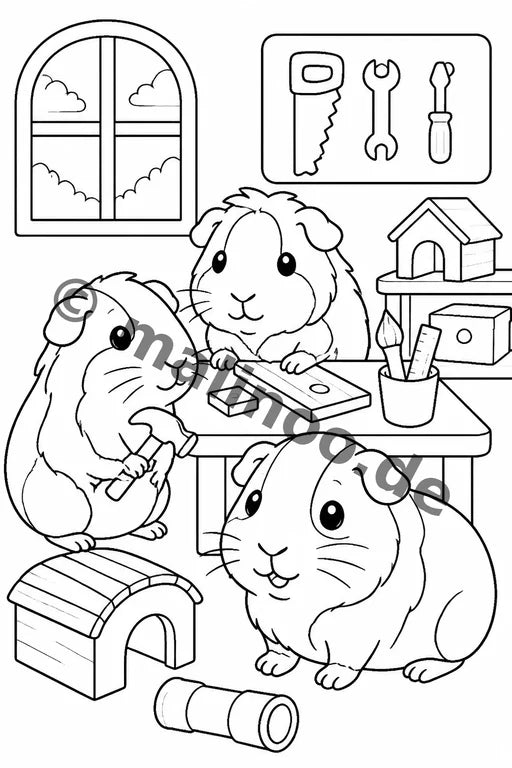 Meerschweinchen Malbuch 20 Ausmalbilder PDF Download – Vorschaubild 4