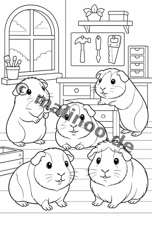 Meerschweinchen Malbuch 20 Ausmalbilder PDF Download – Vorschaubild 4