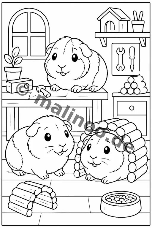 Meerschweinchen Malbuch 20 Ausmalbilder PDF Download – Vorschaubild 4