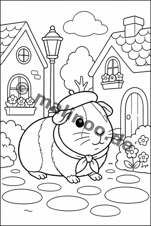 Meerschweinchen Malbuch 20 Ausmalbilder PDF Download – Vorschaubild 5