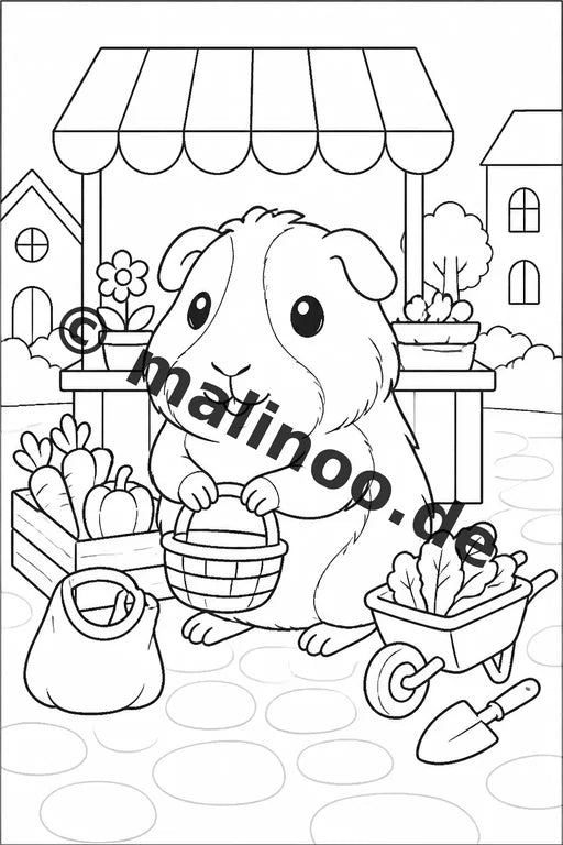 Meerschweinchen Malbuch 20 Ausmalbilder gedruckt und gebunden – Vorschaubild 10