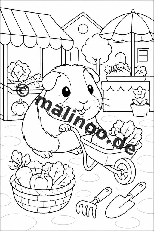 Meerschweinchen Malbuch 20 Ausmalbilder gedruckt und gebunden – Vorschaubild 10