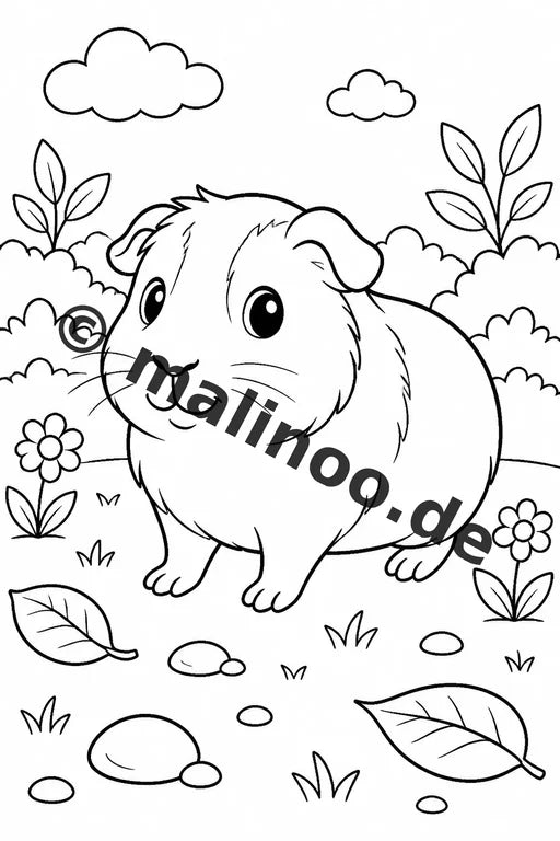 Meerschweinchen Malbuch 20 Ausmalbilder gedruckt und gebunden – Vorschaubild 1