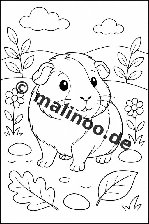 Meerschweinchen Malbuch 20 Ausmalbilder gedruckt und gebunden – Vorschaubild 1