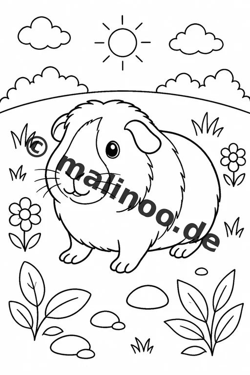 Meerschweinchen Malbuch 20 Ausmalbilder gedruckt und gebunden – Vorschaubild 1