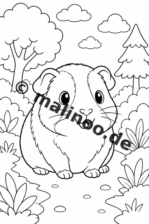 Meerschweinchen Malbuch 20 Ausmalbilder gedruckt und gebunden – Vorschaubild 2