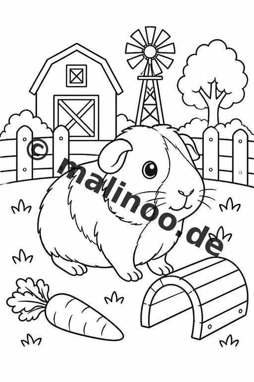 Meerschweinchen Malbuch 20 Ausmalbilder gedruckt und gebunden – Vorschaubild 4