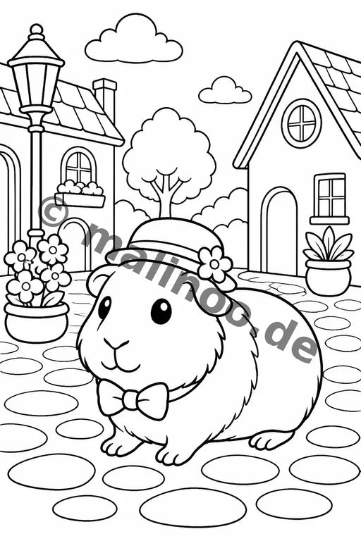 Meerschweinchen Malbuch 20 Ausmalbilder gedruckt+gebunden – Vorschaubild 5