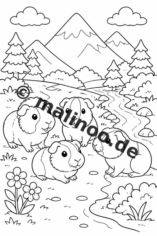 Meerschweinchen Malbuch 20 Ausmalbilder gedruckt und gebunden – Vorschaubild 6