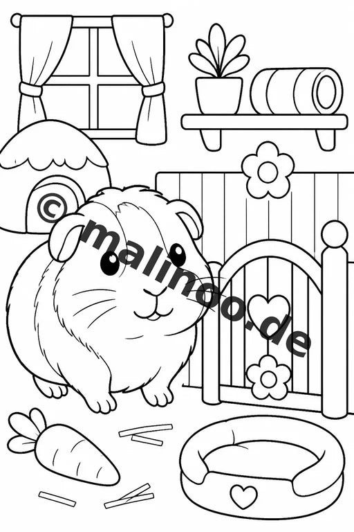 Meerschweinchen Malbuch 20 Ausmalbilder gedruckt und gebunden – Vorschaubild 9