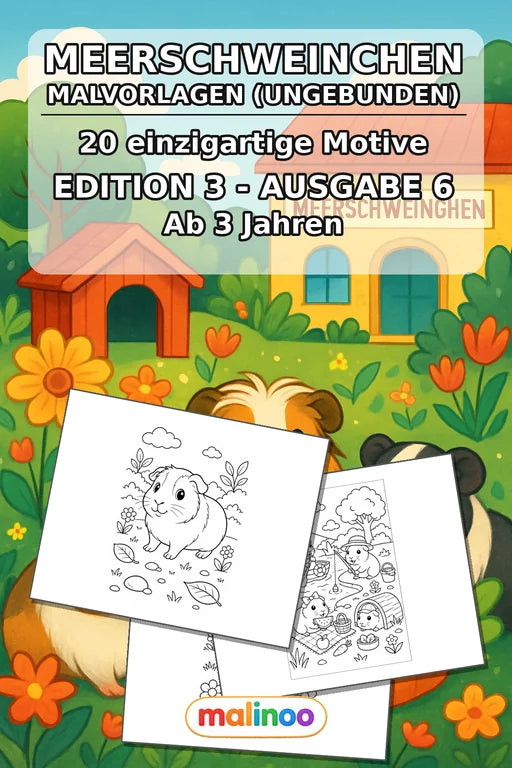 Meerschweinchen Malbuch 20 Ausmalbilder gedruckt+lose – Cover