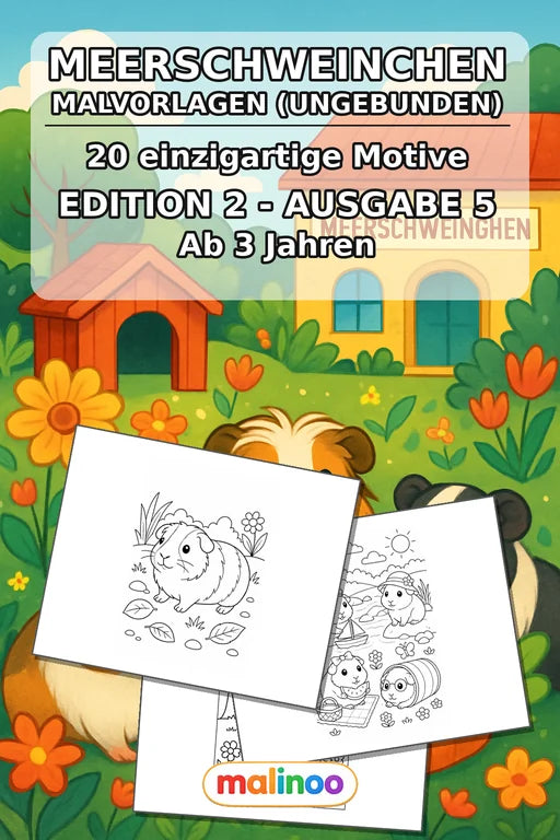 Meerschweinchen Malbuch 20 Ausmalbilder gedruckt+lose – Cover