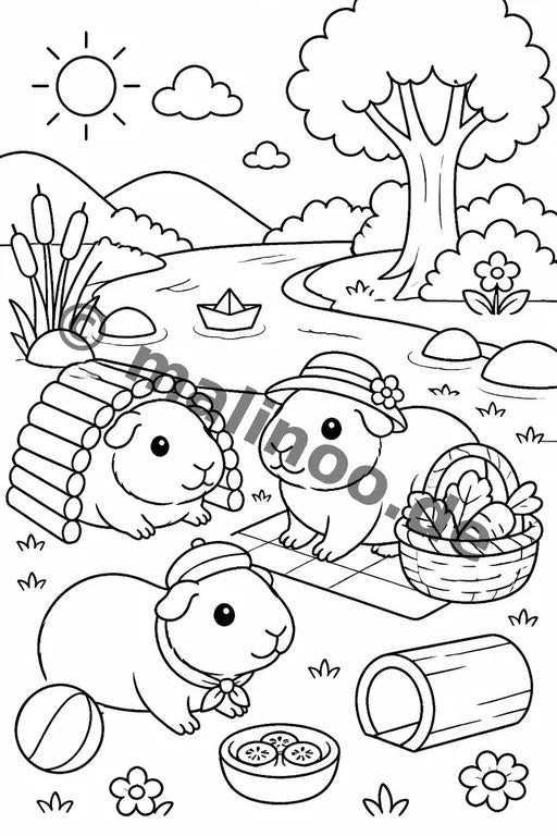 Meerschweinchen Malbuch 20 Ausmalbilder gedruckt+lose – Vorschaubild 2