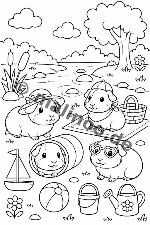 Meerschweinchen Malbuch 20 Ausmalbilder gedruckt+lose – Vorschaubild 2