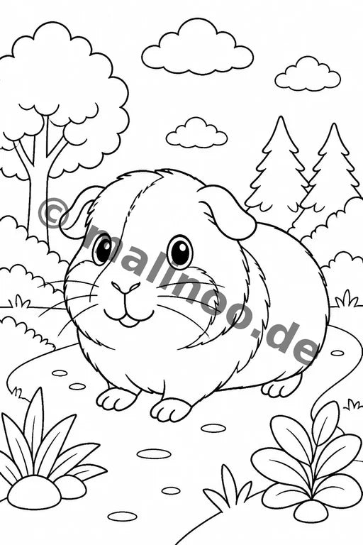 Meerschweinchen Malbuch 20 Ausmalbilder gedruckt+lose – Vorschaubild 3
