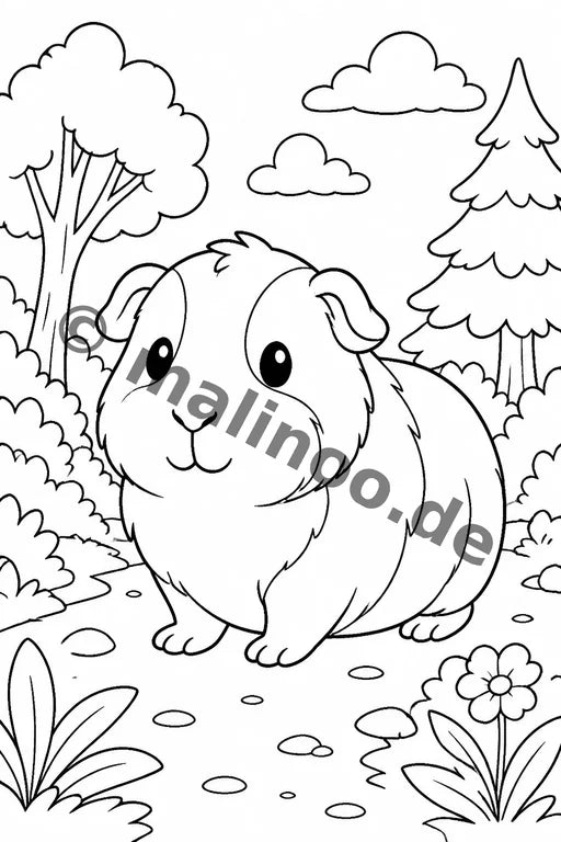 Meerschweinchen Malbuch 20 Ausmalbilder gedruckt+lose – Vorschaubild 3