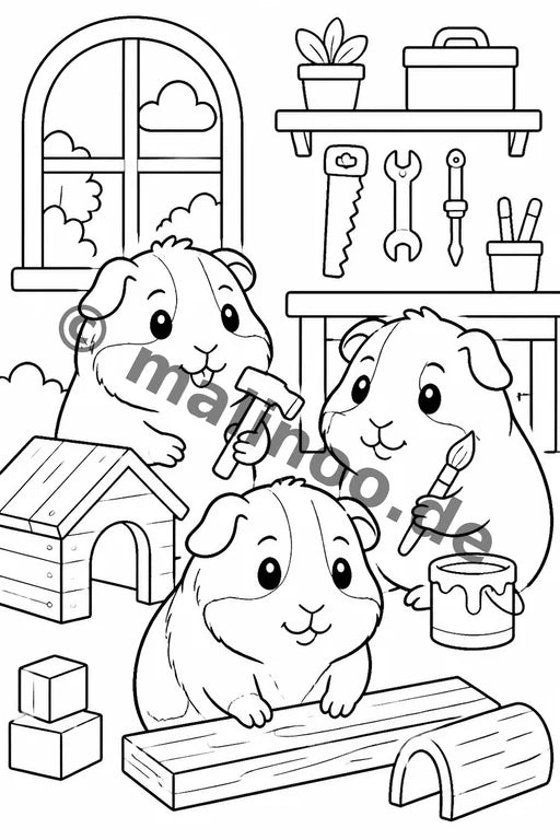 Meerschweinchen Malbuch 20 Ausmalbilder gedruckt+lose – Vorschaubild 4