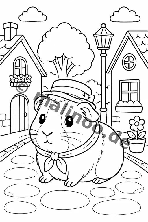 Meerschweinchen Malbuch 20 Ausmalbilder gedruckt+lose – Vorschaubild 5