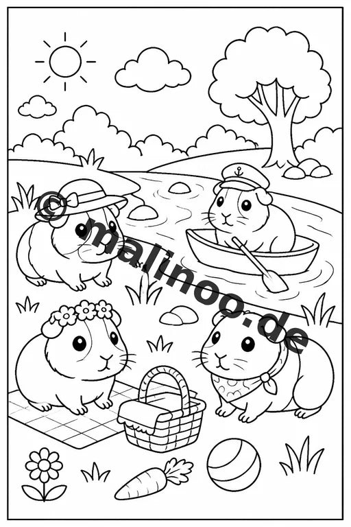 Meerschweinchen Malbuch 20 Ausmalbilder gedruckt, ungebunden – Vorschaubild 7