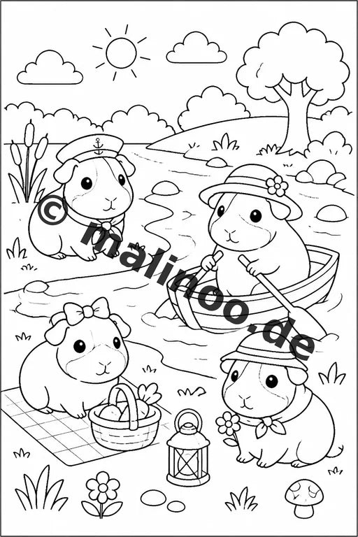 Meerschweinchen Malbuch 20 Ausmalbilder gedruckt, ungebunden – Vorschaubild 7