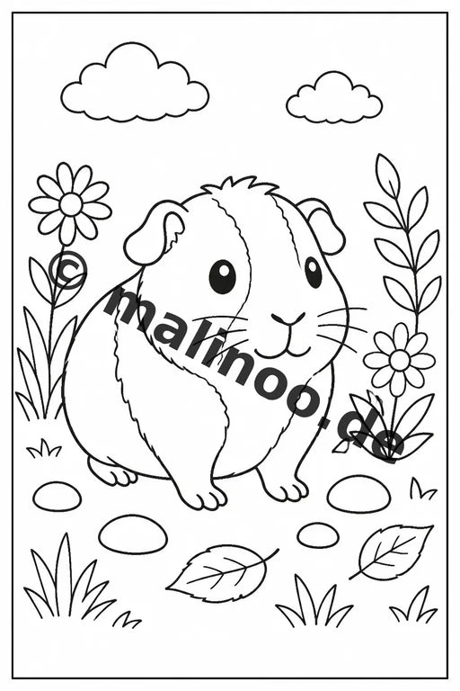 Meerschweinchen Malbuch 50 Ausmalbilder PDF Download digital – Vorschaubild 1