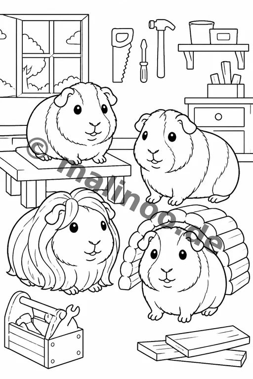 Meerschweinchen Malbuch 50 Ausmalbilder PDF Download – Vorschaubild 4