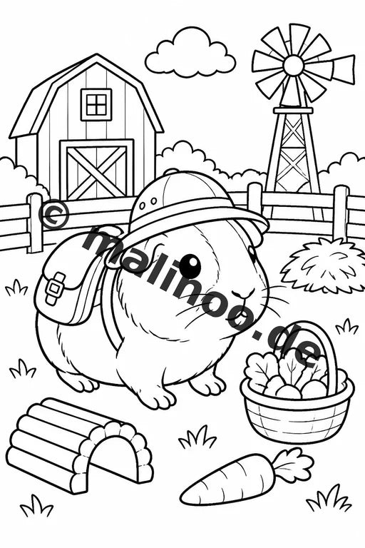 Meerschweinchen Malbuch 50 Ausmalbilder PDF Download digital – Vorschaubild 4