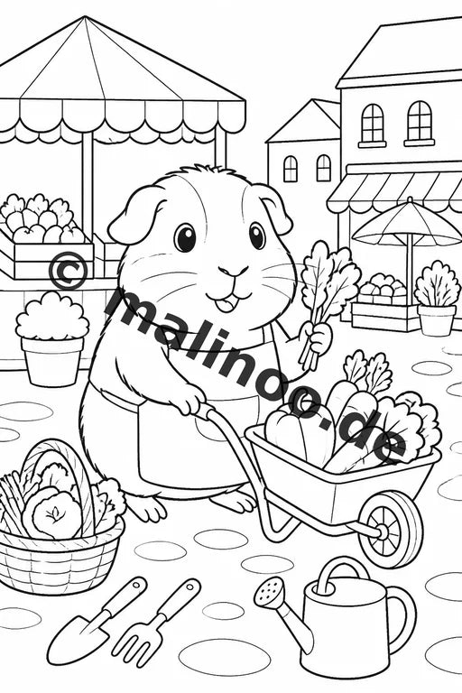 Meerschweinchen Malbuch 50 Ausmalbilder gedruckt und gebunden – Vorschaubild 10