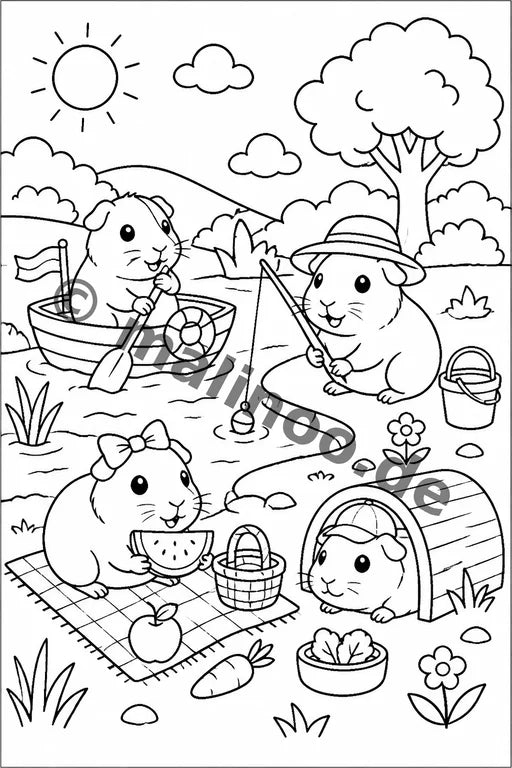 Meerschweinchen Malbuch 50 Ausmalbilder gedruckt+gebunden – Vorschaubild 2