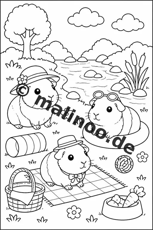 Meerschweinchen Malbuch 50 Ausmalbilder gedruckt und gebunden – Vorschaubild 7