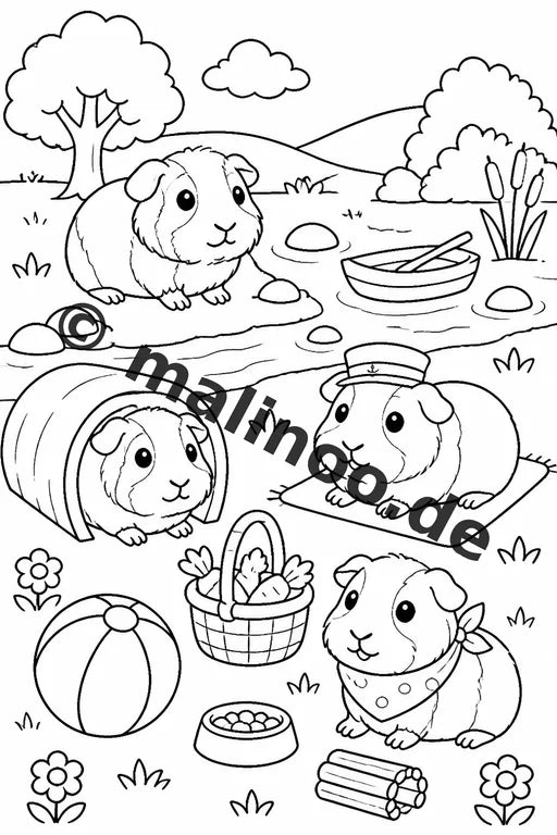 Meerschweinchen Malbuch 50 Ausmalbilder gedruckt und gebunden – Vorschaubild 7