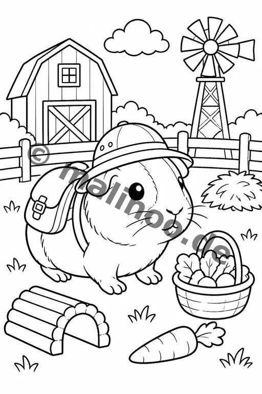Meerschweinchen Malbuch 50 Ausmalbilder gedruckt+gebunden – Vorschaubild 7