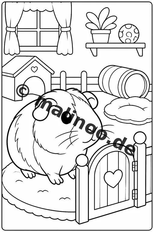 Meerschweinchen Malbuch 50 Ausmalbilder gedruckt und gebunden – Vorschaubild 9