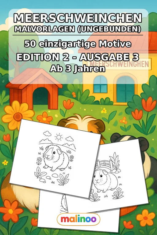 Meerschweinchen Malbuch 50 Ausmalbilder gedruckt+lose – Cover