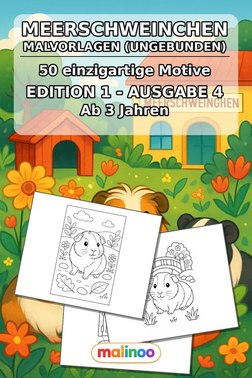 Meerschweinchen Malbuch 50 Ausmalbilder gedruckt+lose – Cover