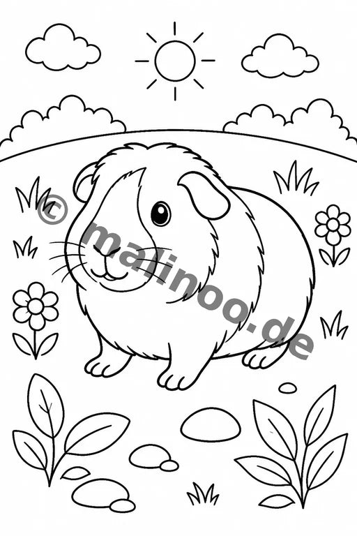 Meerschweinchen Malbuch 50 Ausmalbilder gedruckt+lose – Vorschaubild 1