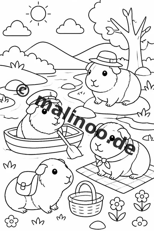 Meerschweinchen Malbuch 50 Ausmalbilder gedruckt, ungebunden – Vorschaubild 7