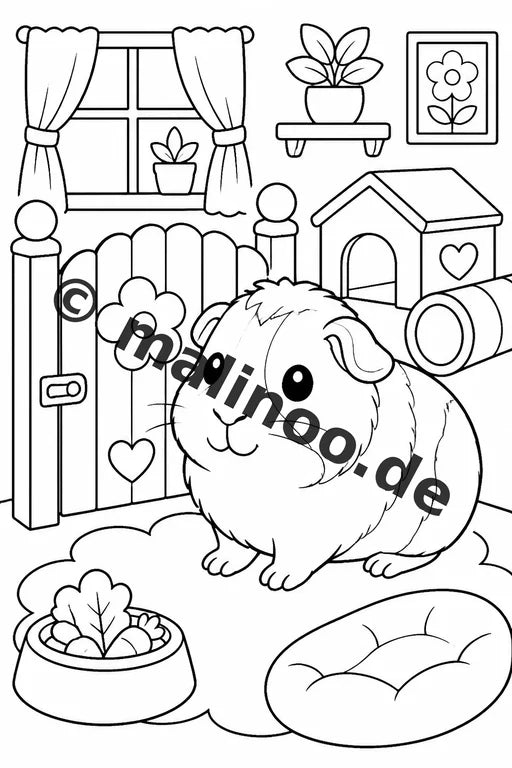 Meerschweinchen Malbuch 50 Ausmalbilder gedruckt, ungebunden – Vorschaubild 9