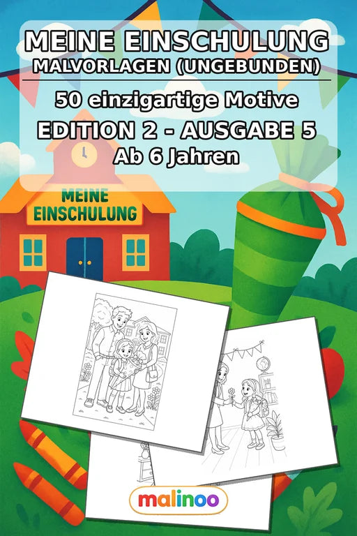 Meine Einschulung Malbuch 50 Ausmalbilder gedruckt+lose – Cover