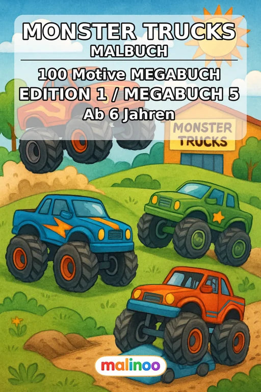 Monster Trucks Malbuch 100 Ausmalbilder PDF Download – Cover