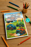 Monster Trucks Malbuch 100 Ausmalbilder PDF Download – Mockup-Ansicht