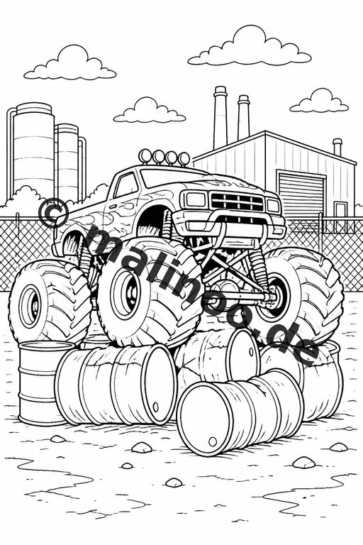 Monster Trucks Malbuch 100 Ausmalbilder PDF Download digital – Vorschaubild 5