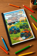 Monster Trucks Malbuch 100 Ausmalbilder gedruckt+gebunden – Mockup-Ansicht