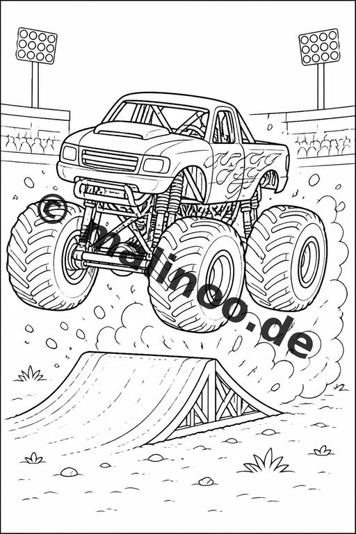 Monster Trucks Malbuch 100 Ausmalbilder gedruckt und gebunden – Vorschaubild 2