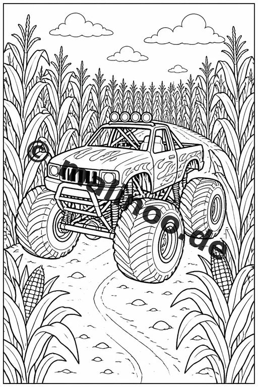 Monster Trucks Malbuch 100 Ausmalbilder gedruckt und gebunden – Vorschaubild 9