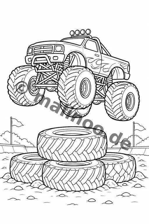 Monster Trucks Malbuch 100 Ausmalbilder gedruckt+lose – Vorschaubild 7