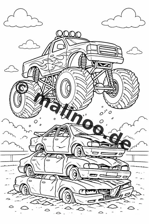 Monster Trucks Malbuch 20 Ausmalbilder PDF Download digital – Vorschaubild 1