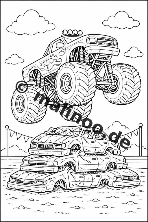 Monster Trucks Malbuch 20 Ausmalbilder PDF Download digital – Vorschaubild 1